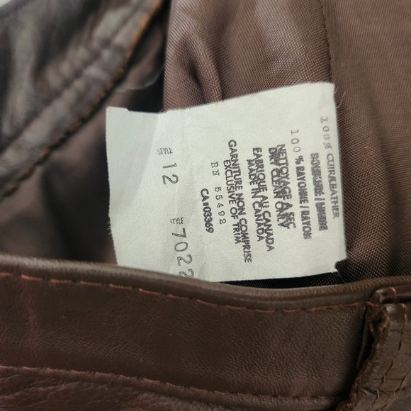 Vintage Dark brown Leather coat and pants set. - Picture 4 of 5